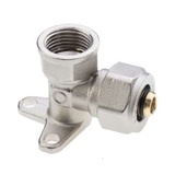 Angle fitting with flange with 1 adapter