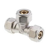 Tee fitting for multilayer pipe with 3 adapters