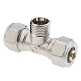 Male T fitting with 2 adapters for multilayer pipe