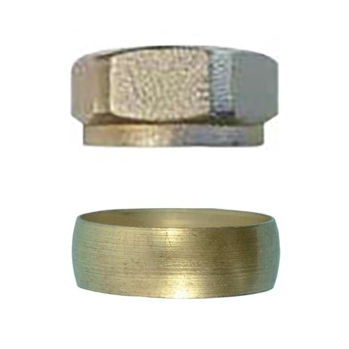 Nut and olive for copper tube nickel plated